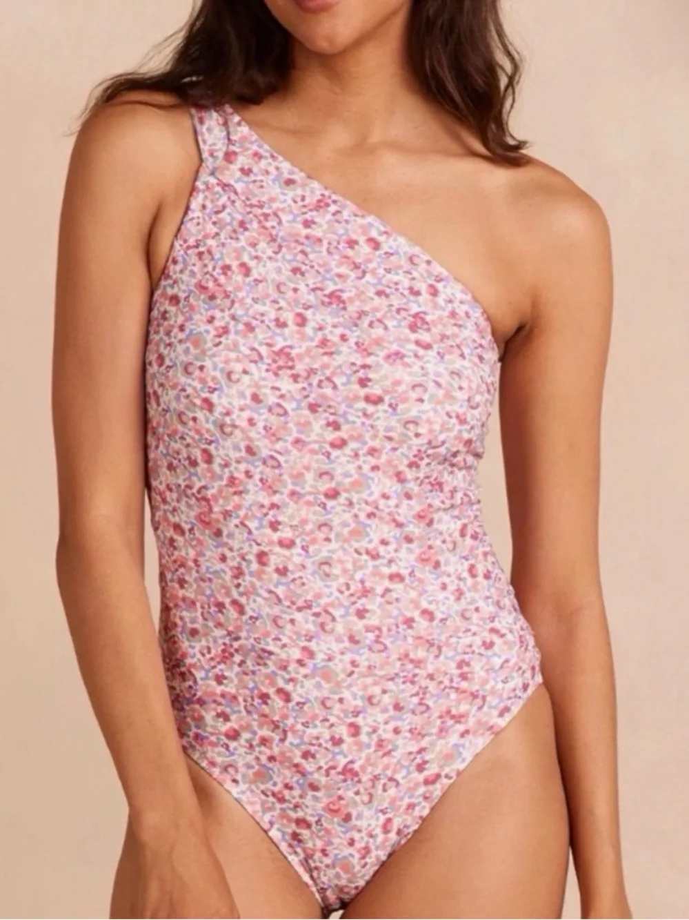 Summersalt Sidestroke Floral Swimsuit in Mini Floral Black, Cream, and Lavender - Picture 6 of 9